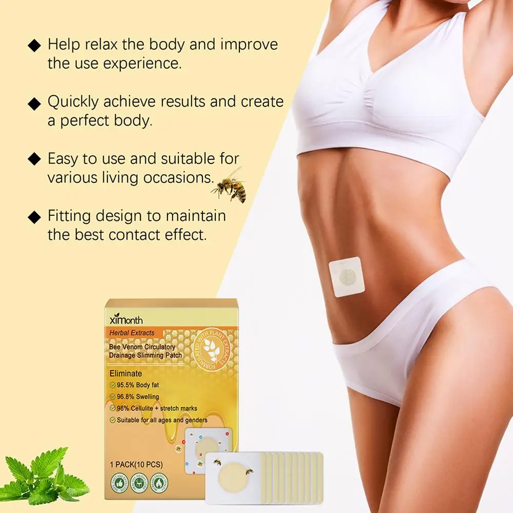 10 Pcs Bee Weight Loss Shaping Patch Non-irritating Burn Calories Accelerate Fat Burning Improve Skin Elasticity Patch