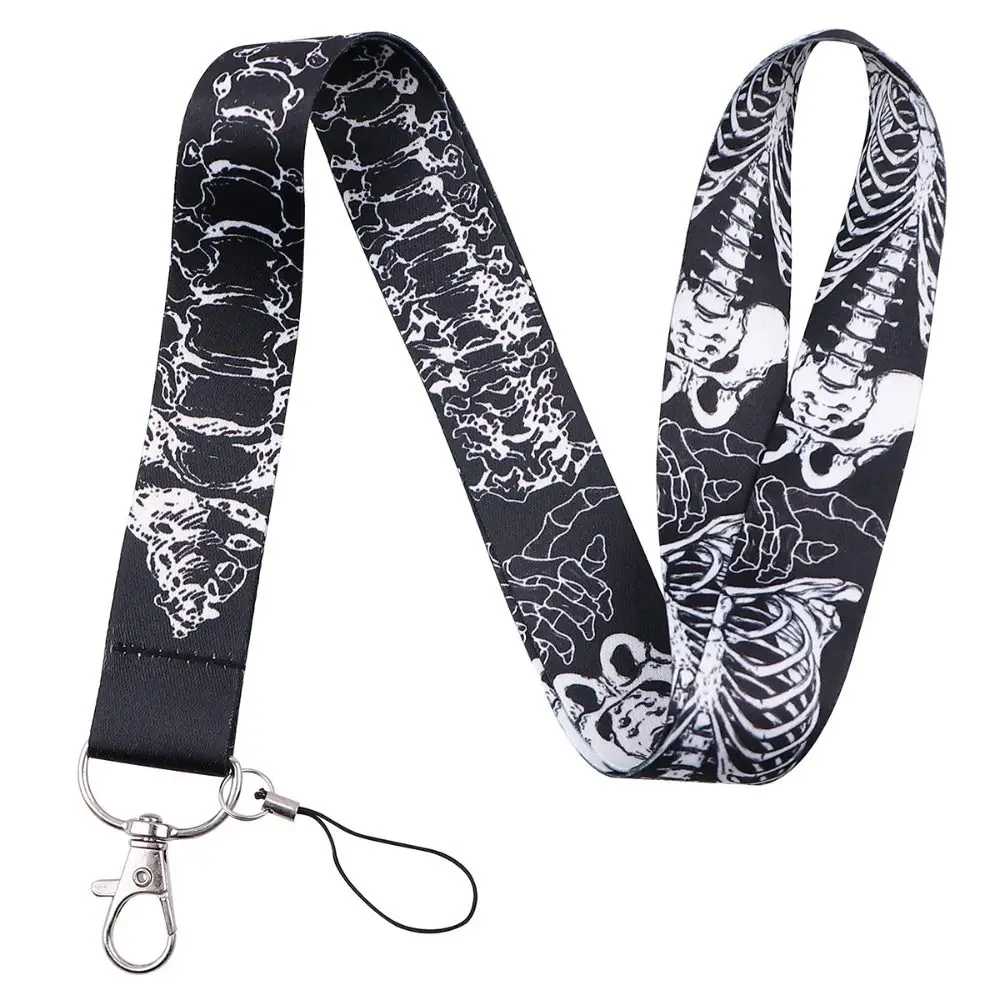 Skull Design Skull Credential Holder Skeleton Lanyards Punk Style Skeleton Lanyards Name Card Cover Halloween Gift