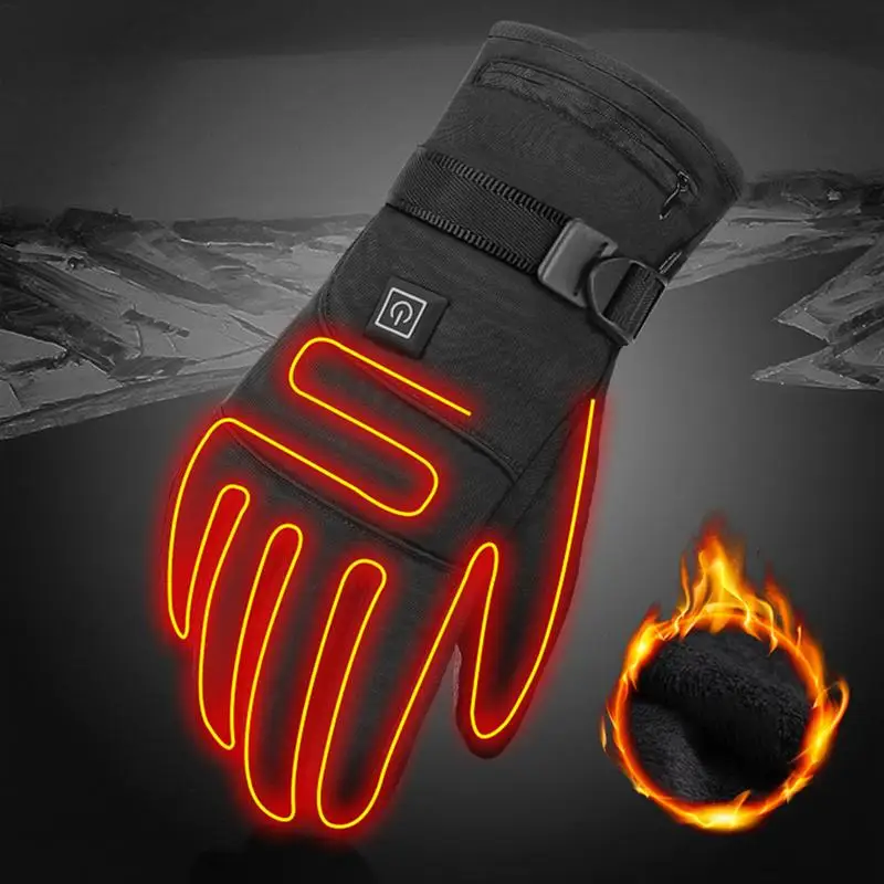 Electric Heated Gloves With 3 Levels 4000mAh Rechargeable Battery Powered Heat Gloves Winter Outdoors Thermal Skiing Warm Gloves