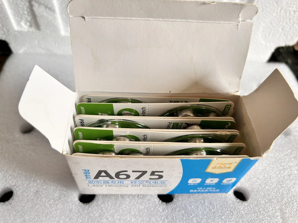 60 шт. батарейки для слухового аппарата, размер 675 675A A675 PR44, аккумулятор для усилителя звука, аксессуары