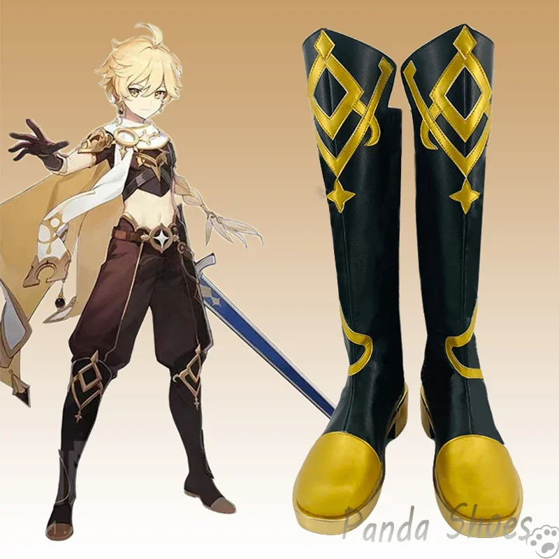 Genshin impact aether cosplay schuhe anime spiel cos lange stiefel reisender aether cosplay kostüm prop schuhe für con halloween