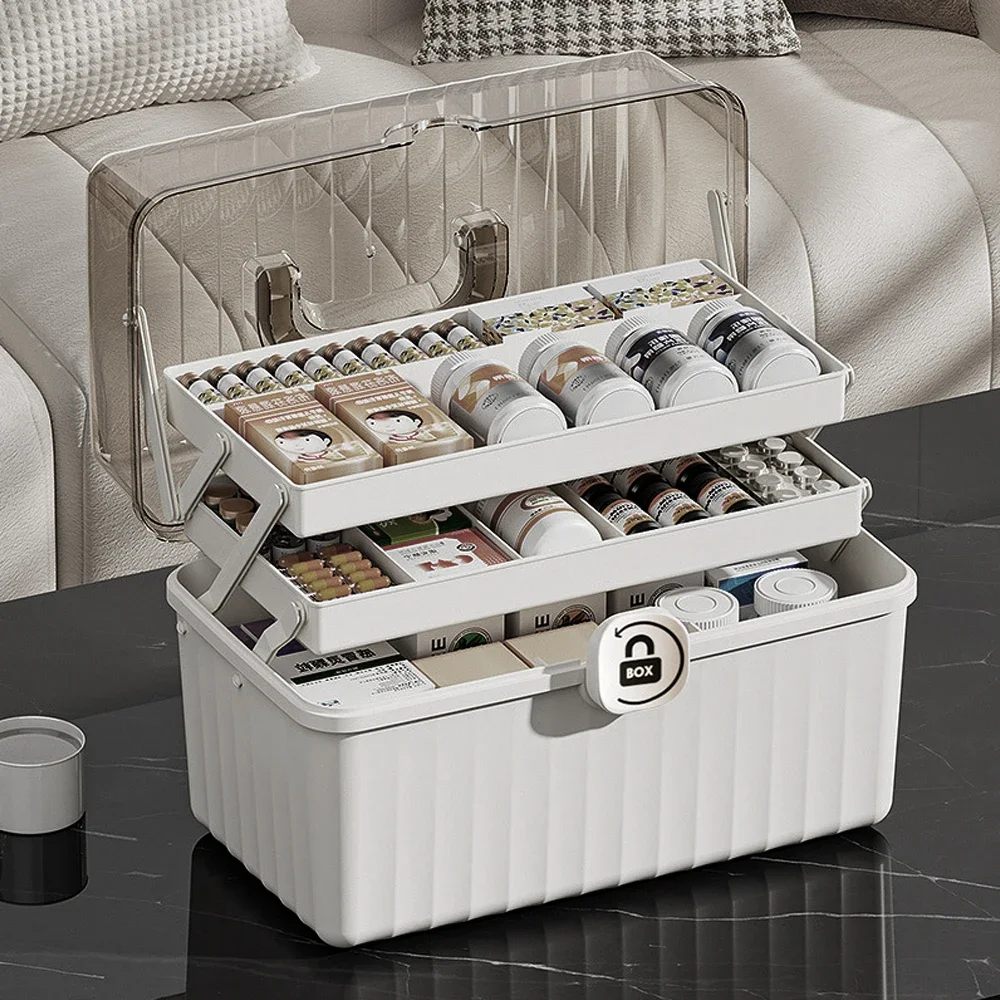1PCS Art Craft Organizer Storage Box with 3 Layer, Multipurpose Plastic Tool Box with Handle for Sewing, Art Supply, Medicine