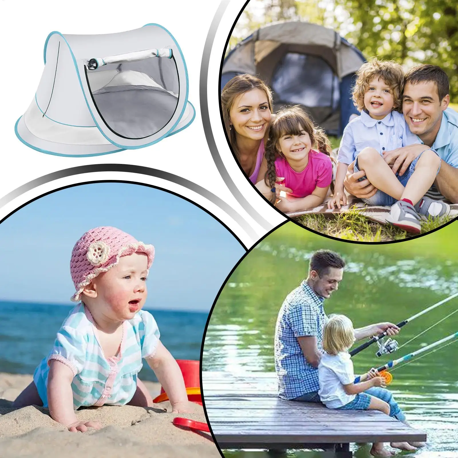 Baby Beach Tent For Outdoor Sunshade Lightweight Sand-Proof Dome Canopy For Picnic Play Park Travel Backyard Rest Camping