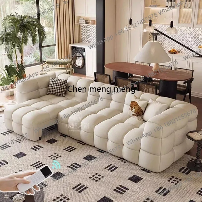 Modern Simple Electric Sofa Bed Nordic Cream Style Luxury Puff Sofa Library Lounge Living Room Furniture