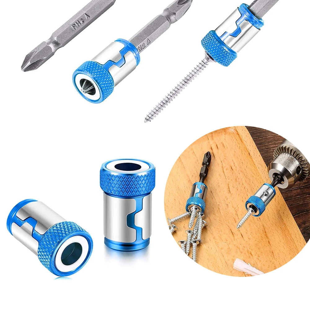 Magnetic Screw Ring Metal Bit Strong Magnetizer Ring Screw Magnetic Holders for 1/4 Inch/ 6.35mm Screwdriver Powerful Bits