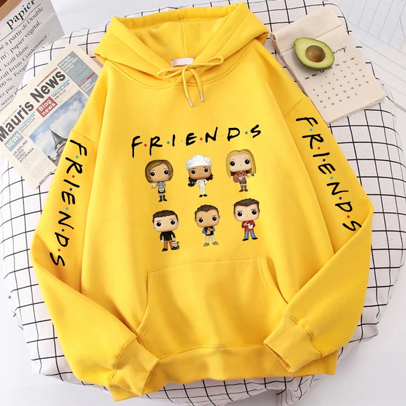 

Women Funny Cartoon Friends Black Pink Hoodies Friends Tv Show Harajuku Sweatshirt Ullzang Graphic Vintage Y2k Hoody Female