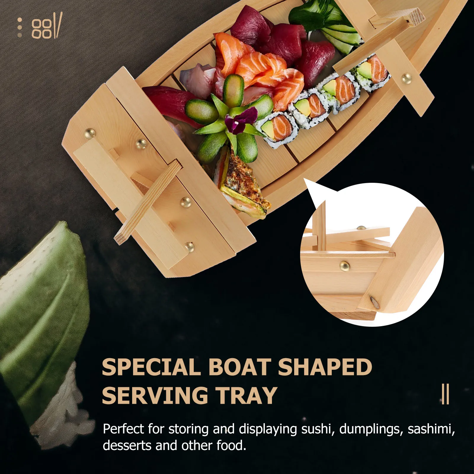

1Pcs Natural Wood Sushi Boat Plate for Serving Sushi Sashimi Food Display Restaurant Home Home Boat Plate Sashimi Serving Dish