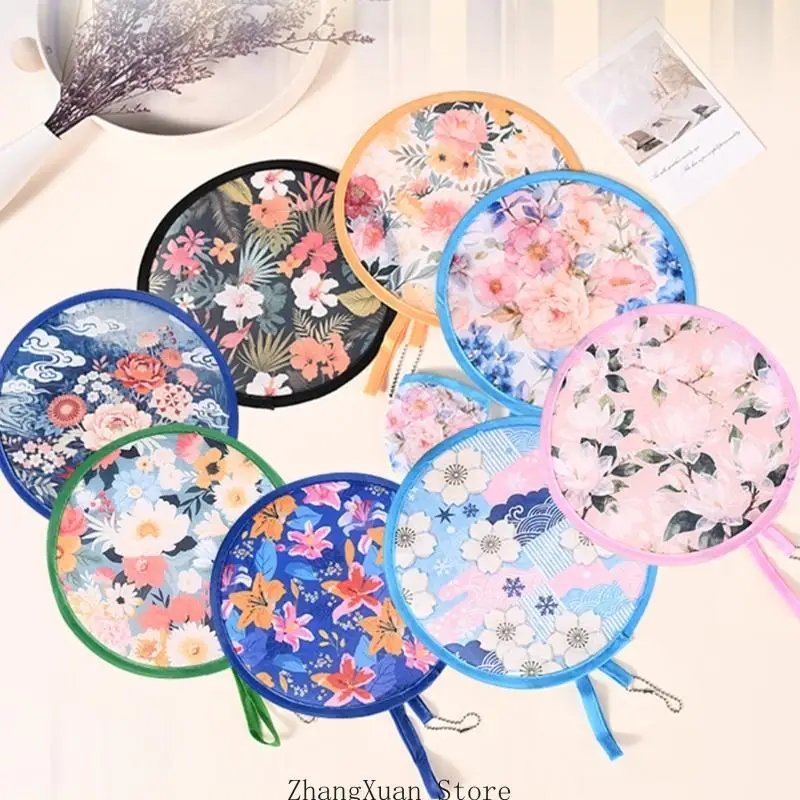 Round Foldable Hand Fan Foldable Compacts Cooling Fan for Outdoor Game,Festival 3XUF