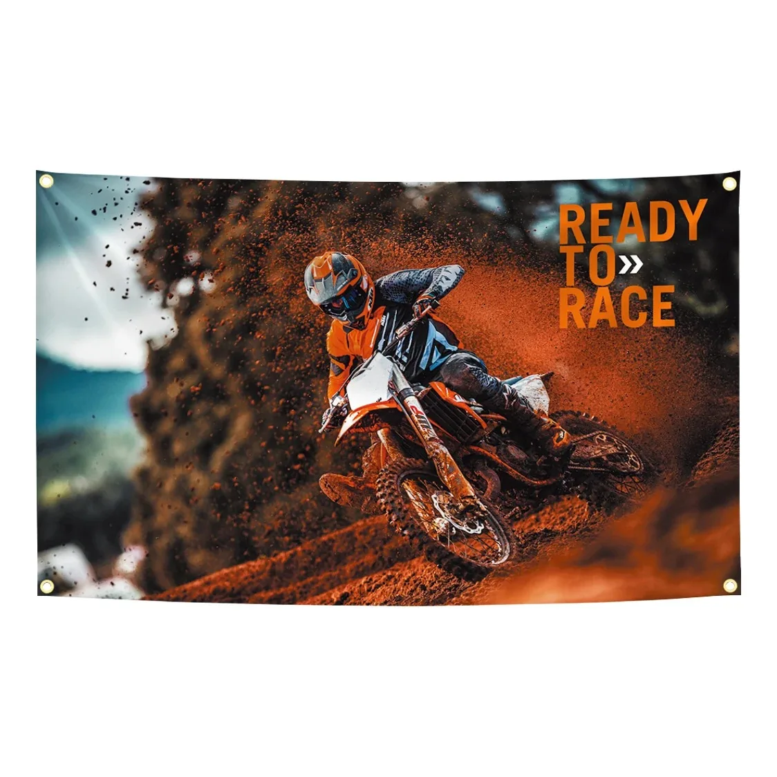 Dirt Bike Ready To Race Flag  Polyester Banner  For Garage Motocross Decor Tapestry