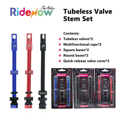 RideNow Tubeless Valve Stems set 45/65/85mm Aluminum Alloy  Valve Multi-function Spoke Wrench Valve Core Remover Valves