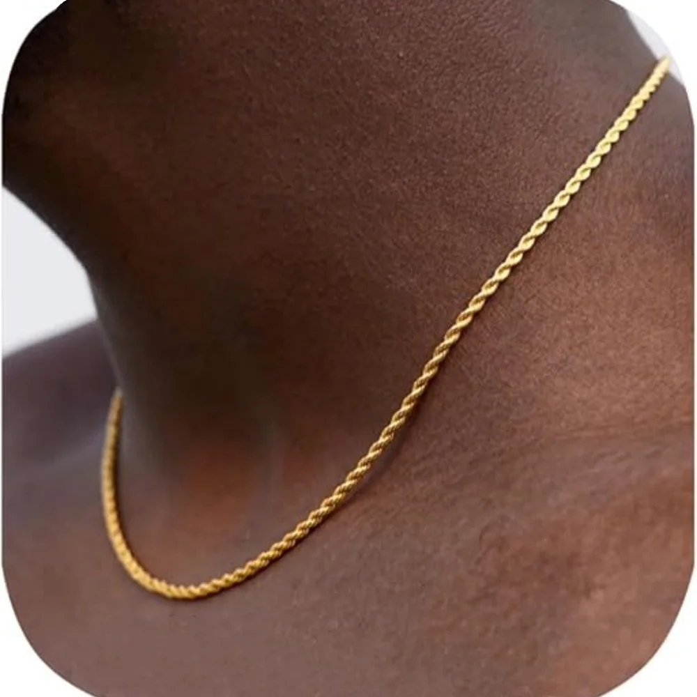 

3MM 5MM Stainless Steel Hip Hop Metal Twisted Rope Chain Necklaces Gold Silver Plated Men's and Women's Necklaces Jewelry