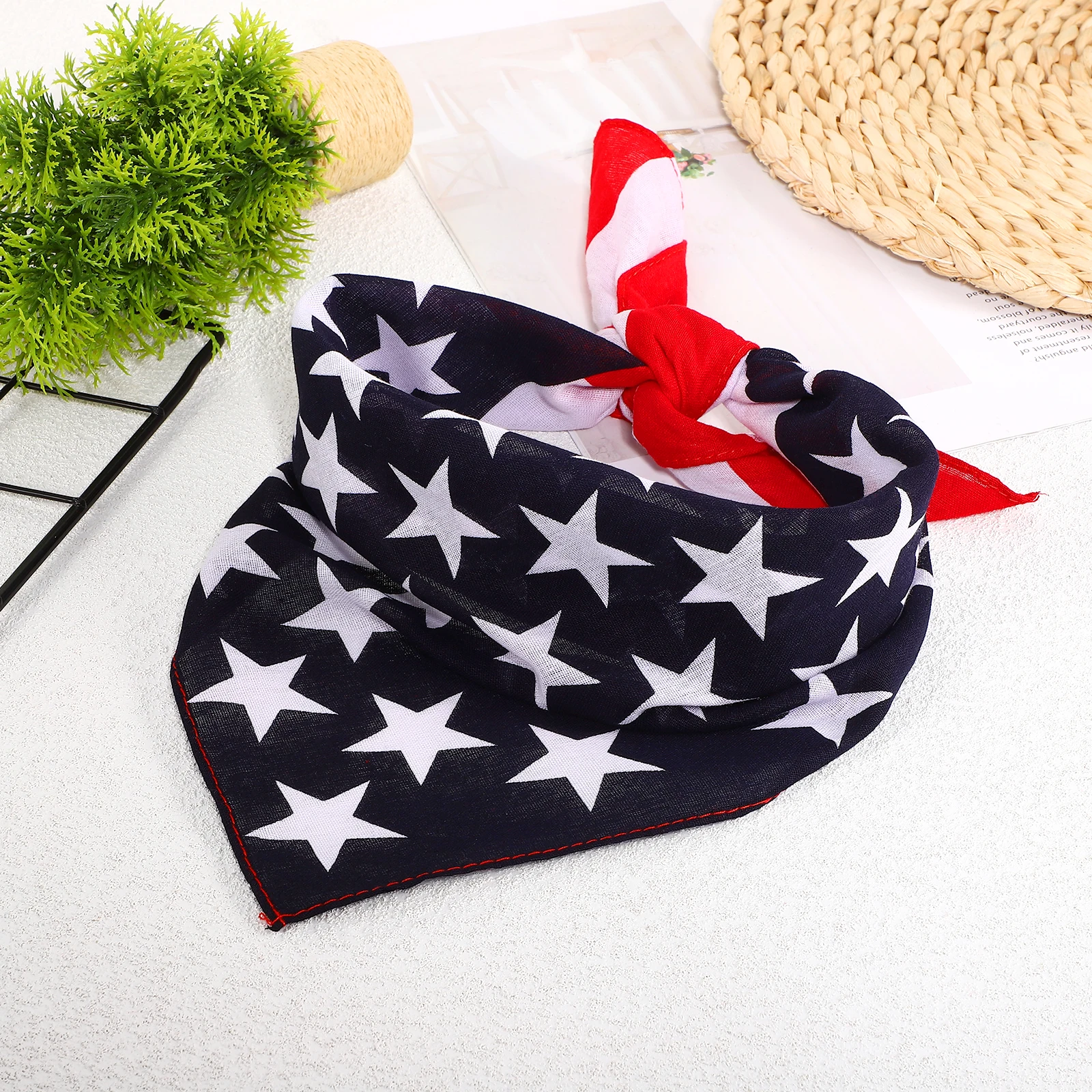 

American Flag Pet Scarf Collar Bib Patriotic Accessories Independence Day Triangle Shape Bright Color Quality Dog