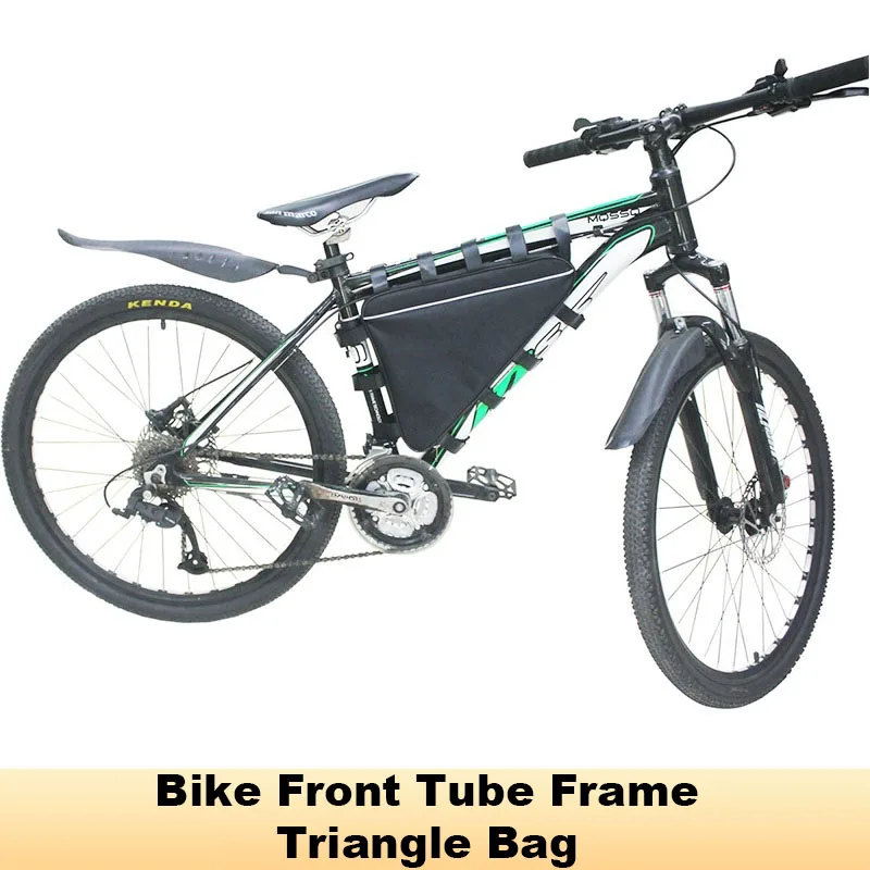 E-BIKE Tas Baterai Segitiga Listrik Tahan Air 210D Kain Oxford Tas Segitiga Rangka Sepeda Hitam