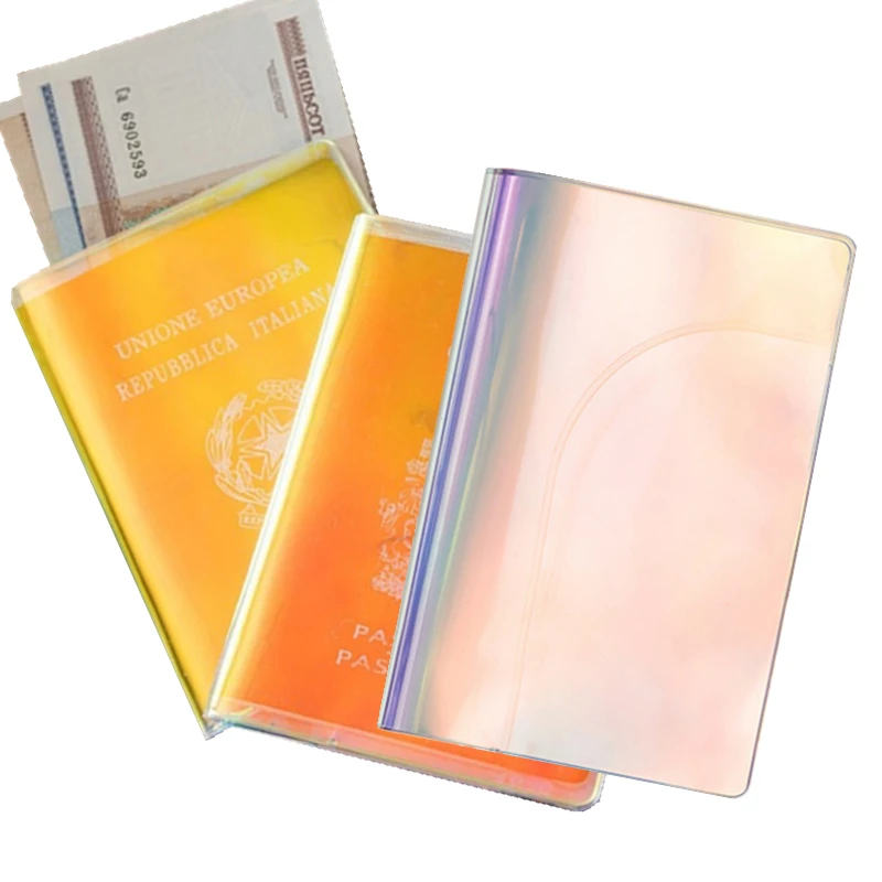 

Travel Wallet Passport Holder Laser Color / Waterproof Transparent Frosted Passport Cover Case Sleeve with ID Credit Card Slot