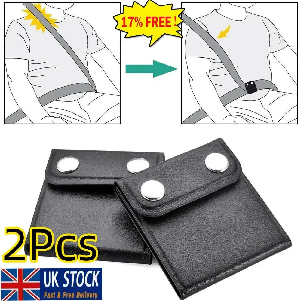 2Pcs Black Kit Car Seat Belt Adjuster Shoulder Neck Strap Positioner Clip Auto Seat Belt Regulator Anti-Le Neck Fixer NEW
