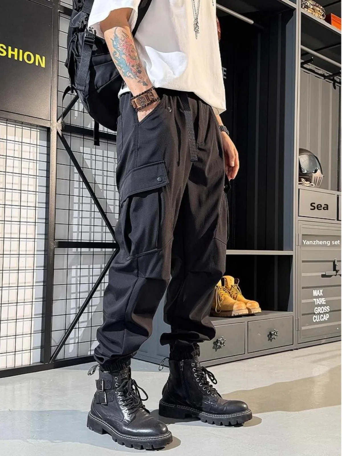 

Робочие брюки на подкладке в стиле ретро, свободные повседневные мужские брюки с завязками на талии, большие размеры, эластичные брюки для отдыха на талии, осень-зима