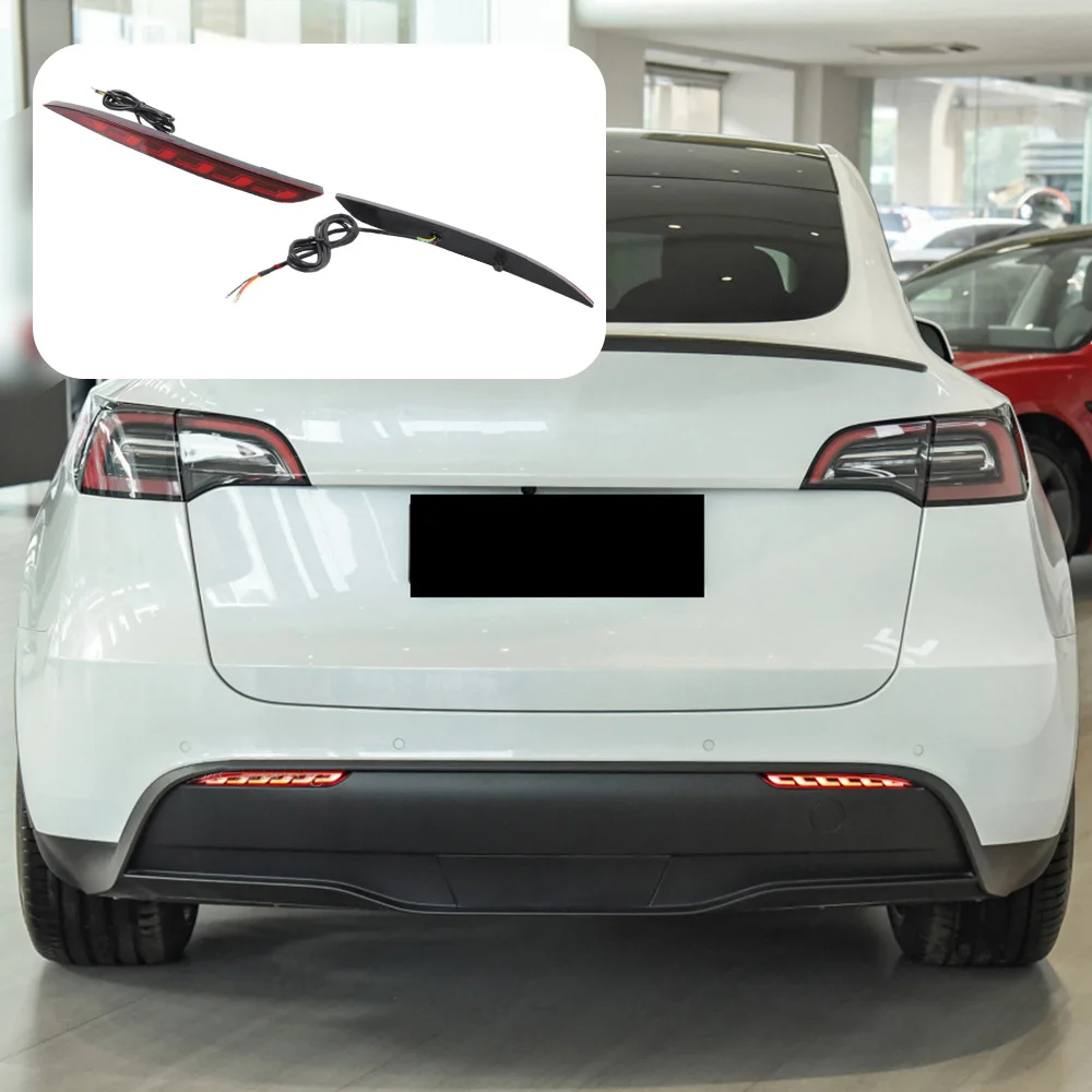 For Tesla Model 3 2017-2022 LED Rear Bumper Dynamic Fog Lamp Brake Light Left/Right 12 V DC