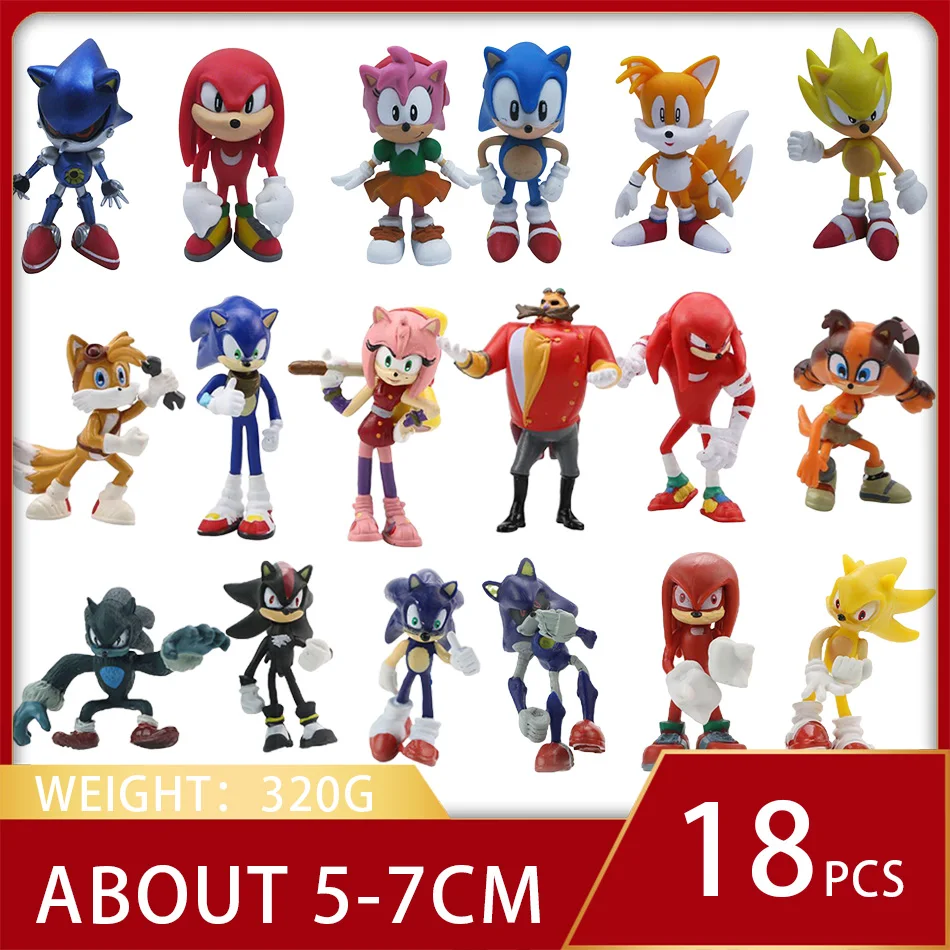 Conjunto completo de figuras de acción de Sonic Tails Werehog, muñecos de sombra azul, figuras de dibujos animados, muñecas coleccionables, juguete de erizo para niños