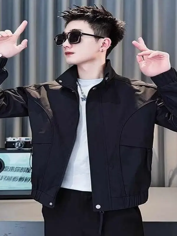 

Мужская повседневная модная куртка, однотонная воротник-стойка, весна-осень, новая ветрозащитная рабочая одежда для отдыха, пальто на молнии
