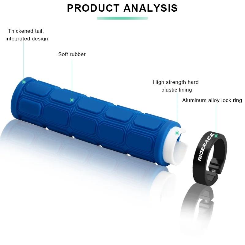 RIDERACE-Poignées de guidon en caoutchouc pour VTT, coordonnantes et antichocs, ergonomiques