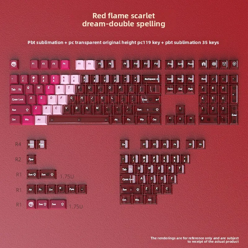 KUXM keycaps 150 - Key PBT Thermal Sublimation PC Dual - Tone Original Height Mechanical Keyboard Keycaps Small Full Set