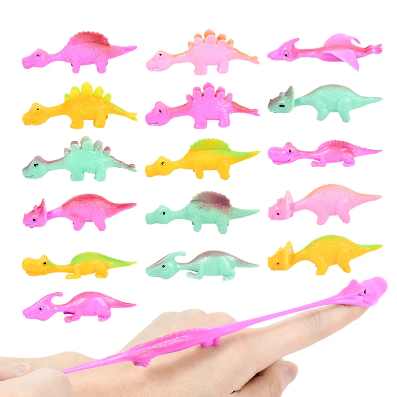 10pcs Dinosaur Finger Catapult Decompression Toy Elastic Flying Finger Dinosaur Slingshot For Kid Birthday Party Gift Goodie Bag