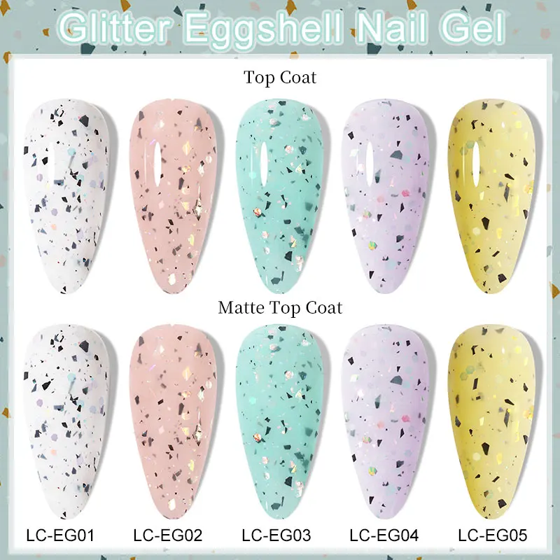 LILYCUTE 7ML Glitter Eggshell Gel Nail Polish Black Egg Shell Effect Manicure Semi Permanent Soak Off UV/LED Nail Art Varnish