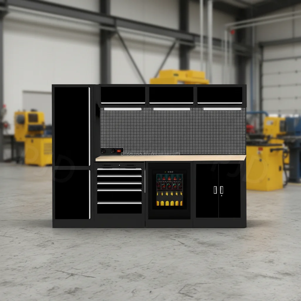 

Tool Storage Workbench Combination Cabinet With Refrigerator Custom Metal Tool Cabinets Combination For Garage WorkshopATV&UTV