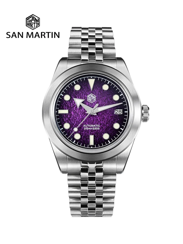 San Martin New 39mm Sport Watch Enamel Dial NH35 Automatic Mechanical Men Dress Watch Sapphire Waterproof 100m Luminous SN0053