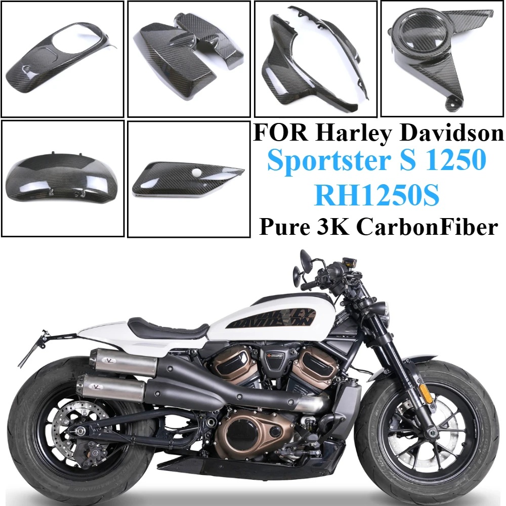 

For Harley Sportster S 1250 RH1250S 2021 2022 2023 2024 Fender Exhaust Cover Frame Side Panel Fairing Carbon Fiber Motorcycle
