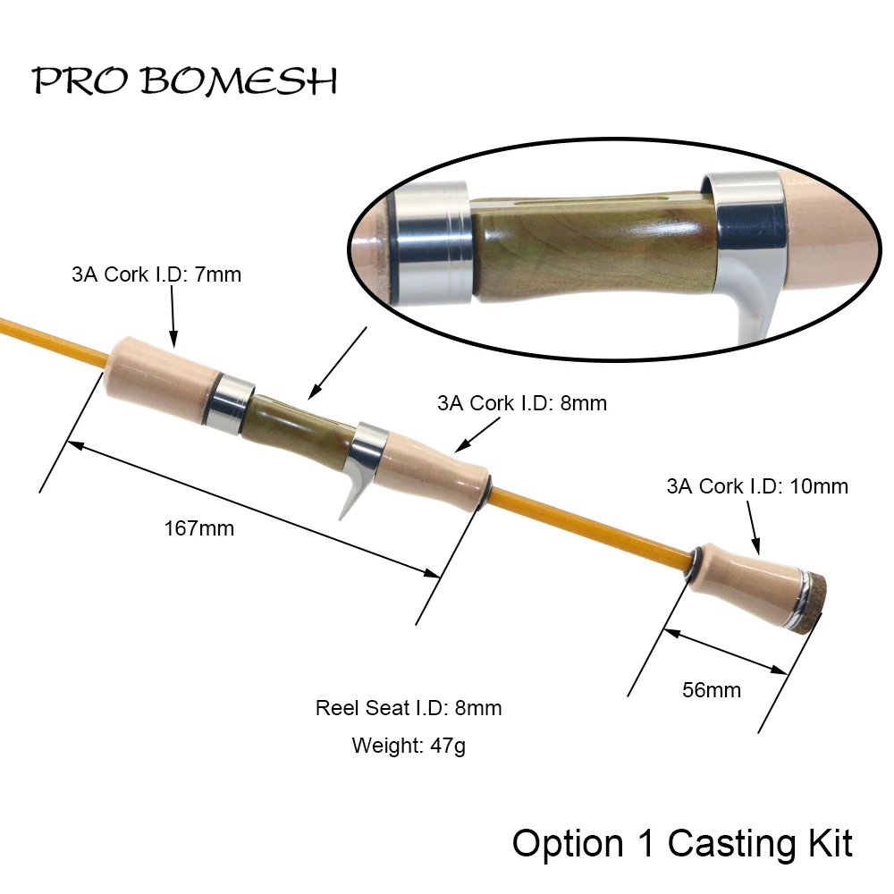 Pro Bomesh Holz Spinning Casting Reel Sitz Split 3A Kork Griff Kit DIY Forelle Angelrute Gebäude Komponente Reparatur Zubehör – Detail 11