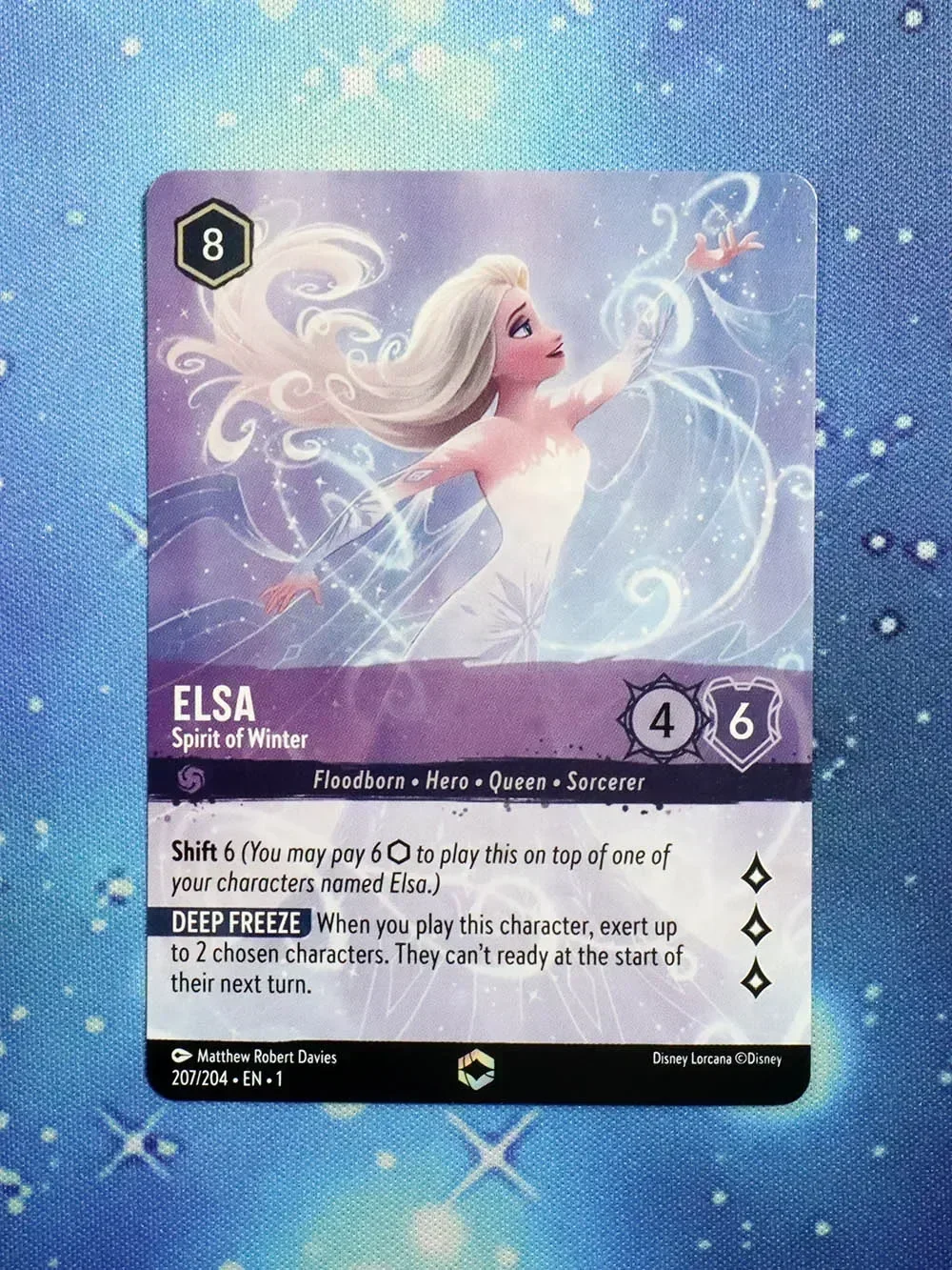 Disney Lorcana Proxy The First Chapter NoneFoil – Elsa – Spirit of Winter (Alternate Art) (207/204)TCG Game Cards