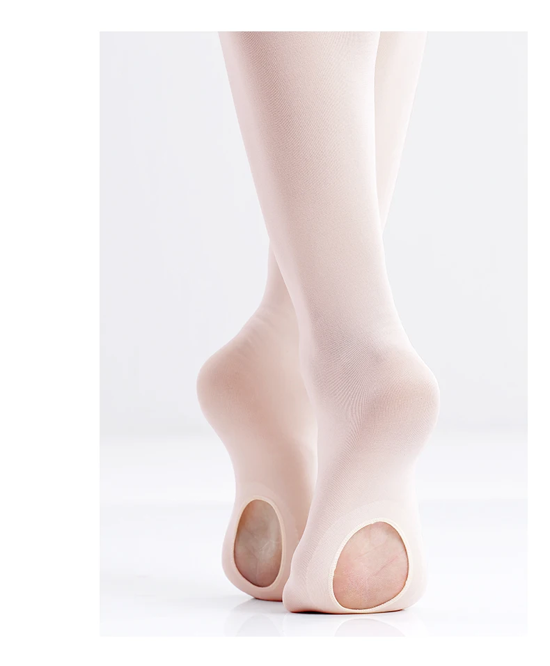 Mädchen und Damen Konvertierbare Ballettstrumpfhose aus Mikrofaser, Nahtlose Erwachsenen-Ballettstrumpfhose 60D mit Löchern – Detail 6