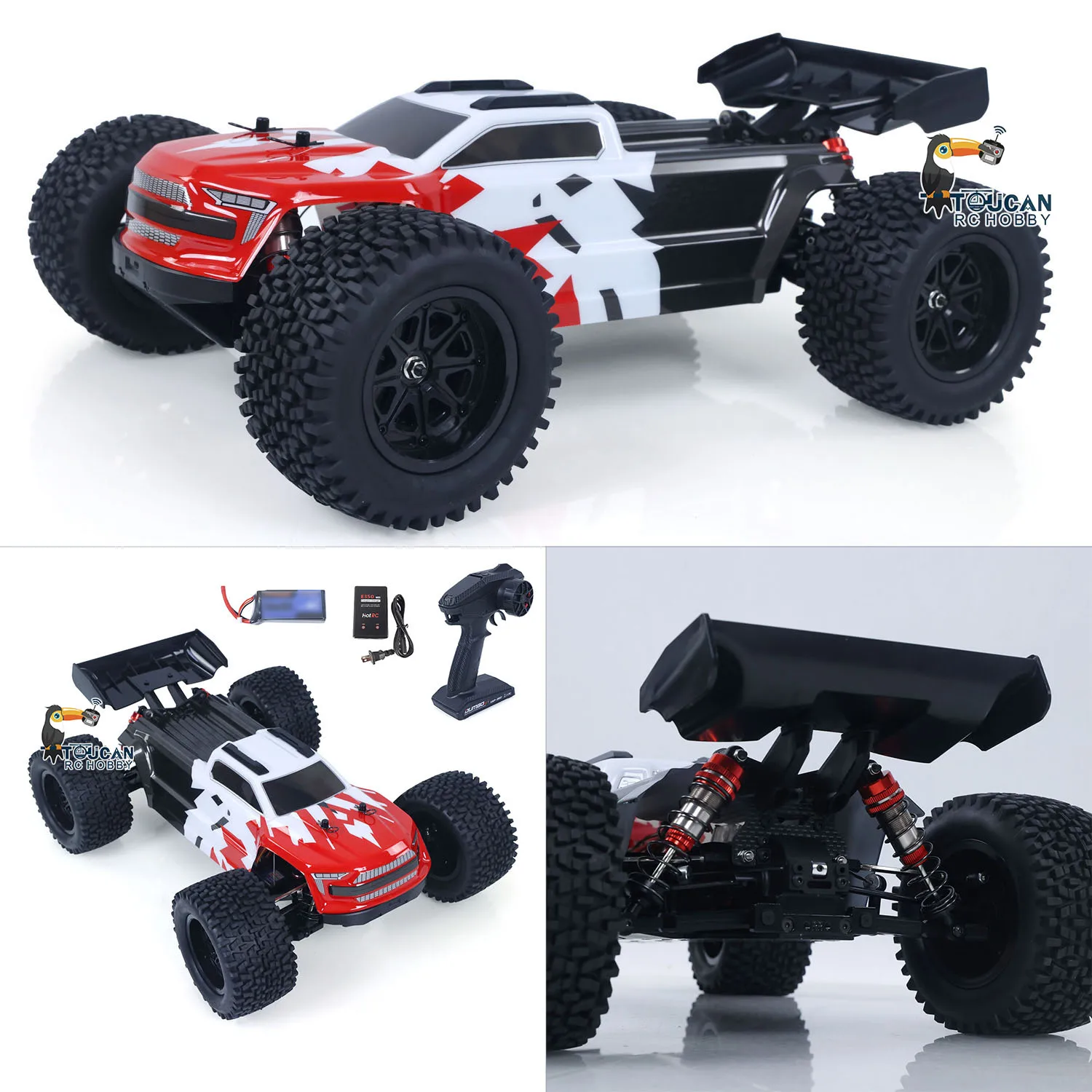

1002 1/10 4*4 RC Electric Racing Truck RTR 90KM/H Remote Control Model Car 10KG Servo Nylon Frame Carbon Fiber Shock Towers