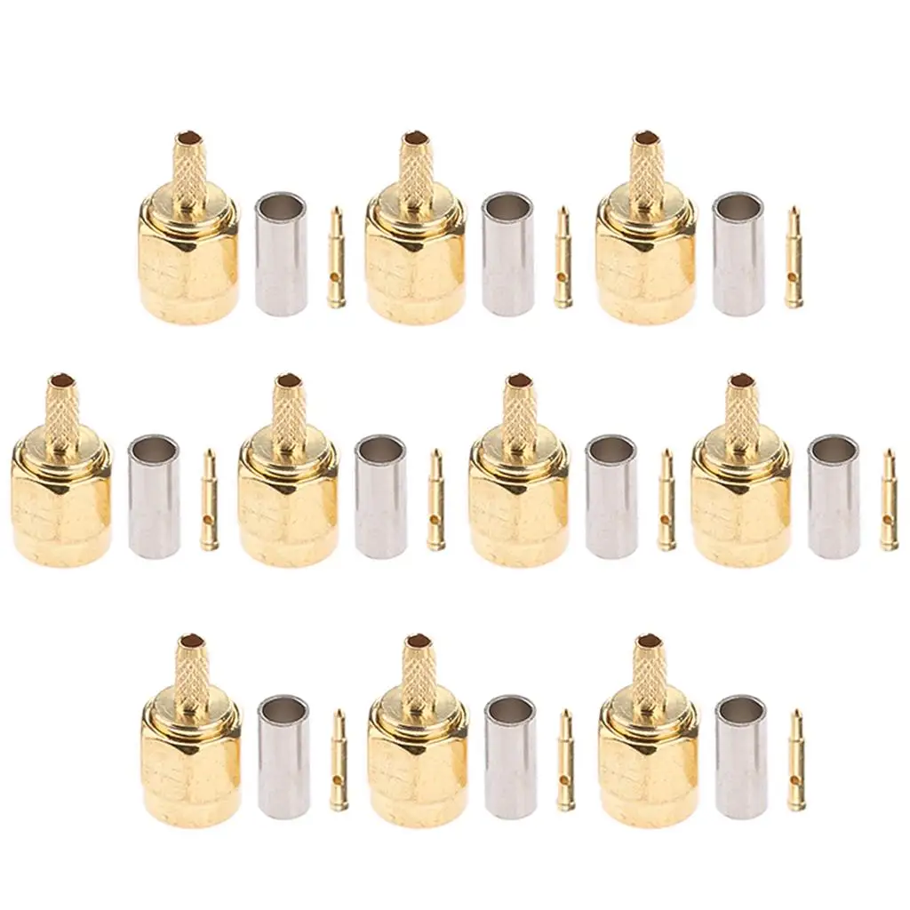 SMA Male Plug Adapter Copper Crimp Connector Straight RF Adapter for RG178 RG174 RG316 SFF50-1 Cable