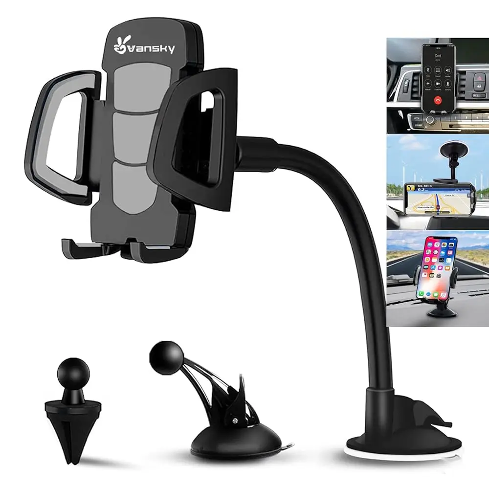 

Car Phone Holder Mount, 3-in-1 Universal Cell Phone Holder Car Air Vent Holder Dashboard Mount Windshield Mount Fit for iPho