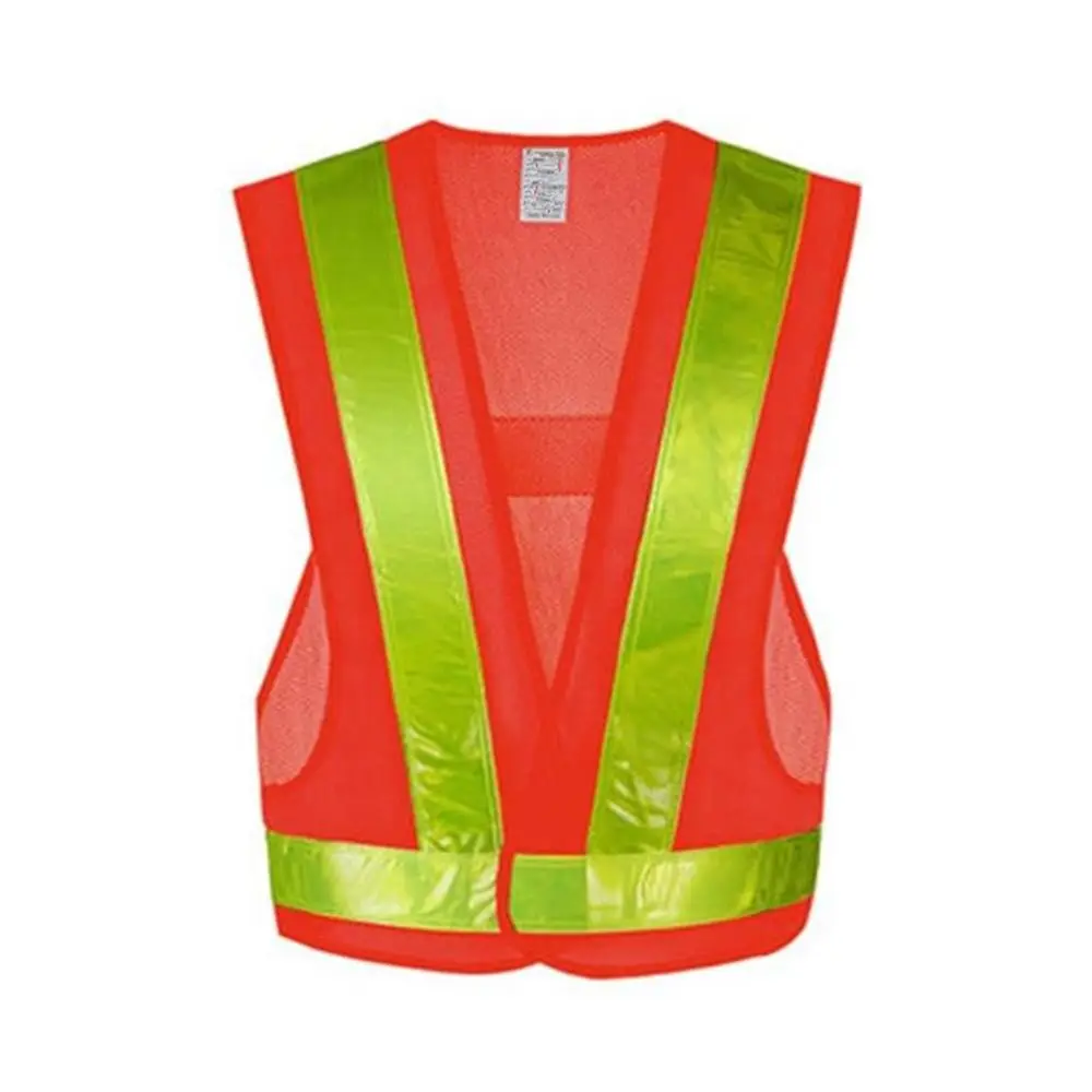 Security V Shape Reflective Vest Mesh Fabric Black Orange Warning Clothing Running Cycling Night Work Safety Vest Traffic Duty