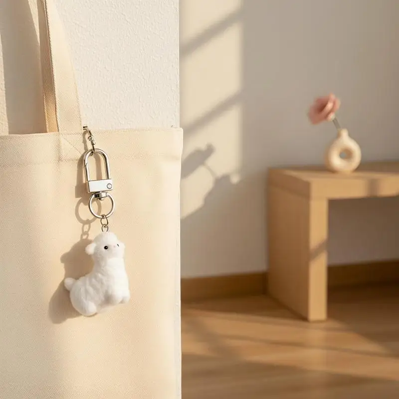 Kawaii Cartoon Stuffed Sheep Plush Keychain Fluffy Mini Pendant Lightweight Bag Charm for Girls Backpack Decoration