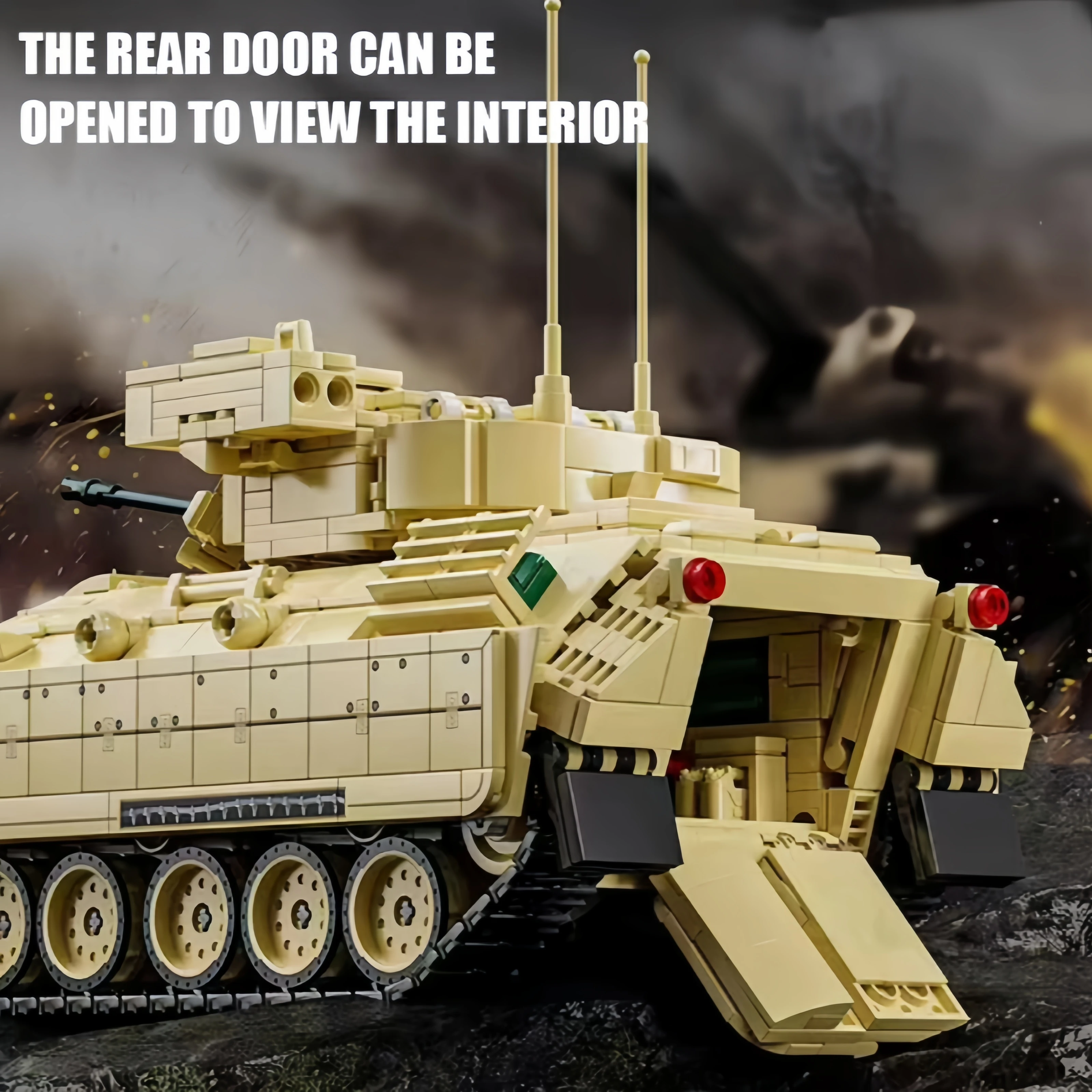 Militärisches M2 Bradley Kampffahrzeug Baukasten Schweres Kettenfahrzeug Panzerfahrzeug Bausteine Spielzeug Geschenk für Jungen – Detail 5
