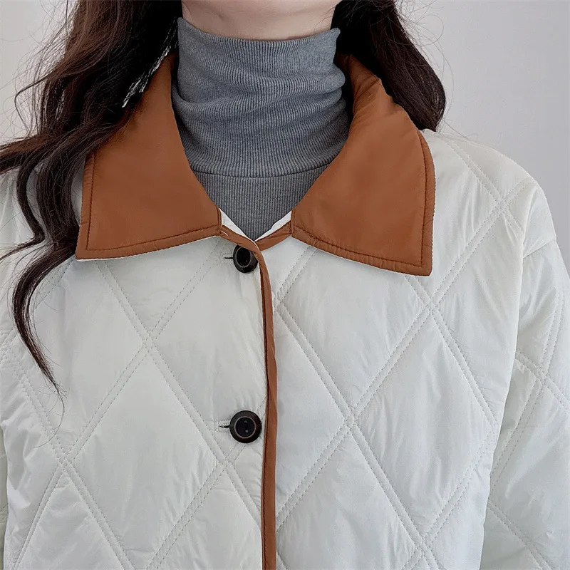 Parka XL XXL para mujer Otoño/Invierno nueva moda abrigo acolchado de algodón de Color de bloque fino suelto 488