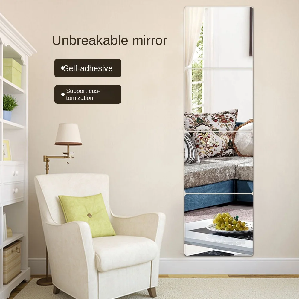 Mirror Wall Sticker Square Glass Tile Wall Sticker Self-adhesive Acrylic Tiles Sticker For Bathroom DIY 3D Wall Decal