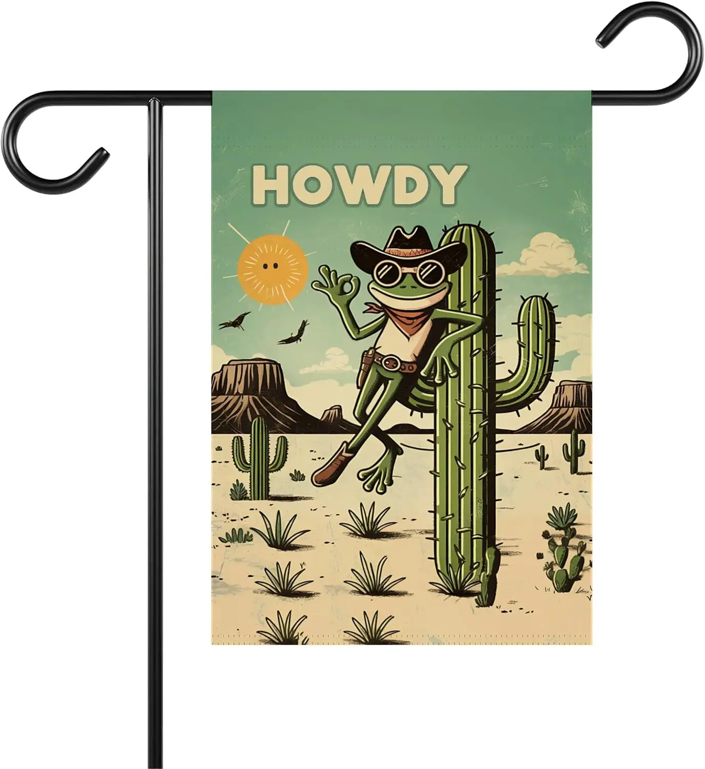 Howdy Frog Garden Flag - Funny Frog And Cactus - Good Ideas Outdoor Decoration And Garden Terraces - Humorous Flag Gift Hous yyi