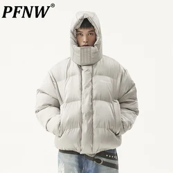 PFNW American Vintage Niche High-end Stand Collar Hooded Cotton Jacket Cleanfit Winter Thick Grey Cotton-padded Coat Men 28W5472