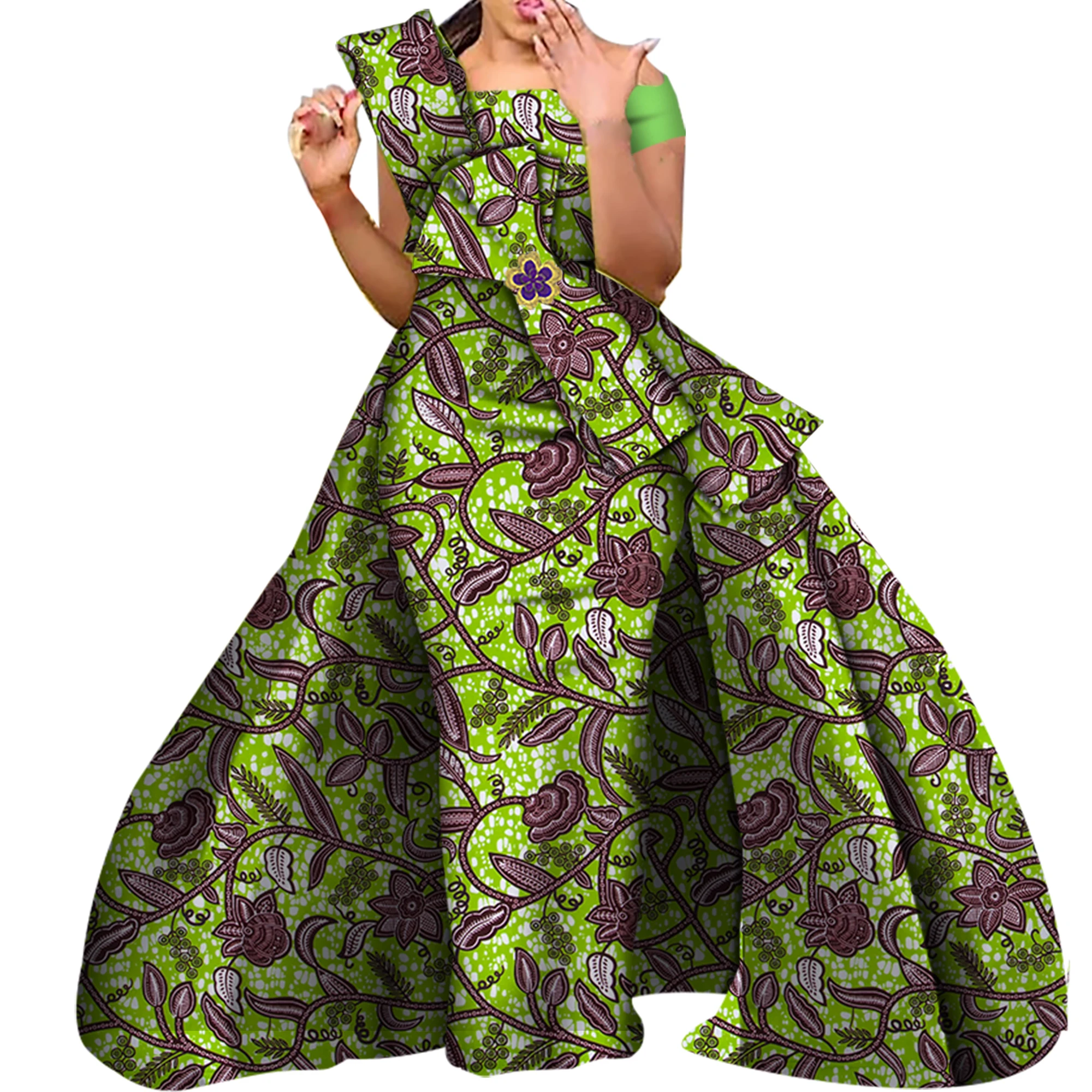 

African Style Dress for Women Big Bow Strapless Wedding Party Dress Women Evening Dress Bazin Riche Robe Africaine WY4630
