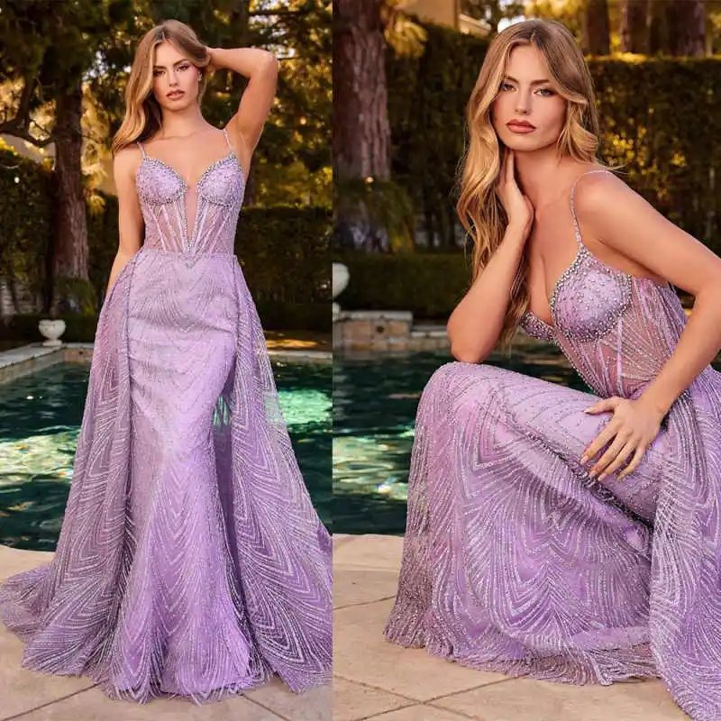 

Charming Mermaid Evening Dresses Spaghetti Strap Sequins Prom Gowns Beadeds Formal Party Custom Made Dresses