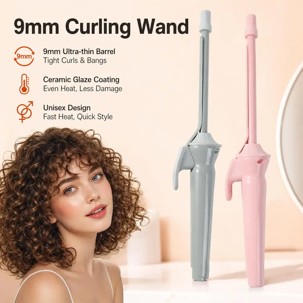 9mm Curling Wand Mini Hair Curler Iron Ceramic Glaze Professional Salon Styling Tool Fast Heating Small Crimping Hair Waver