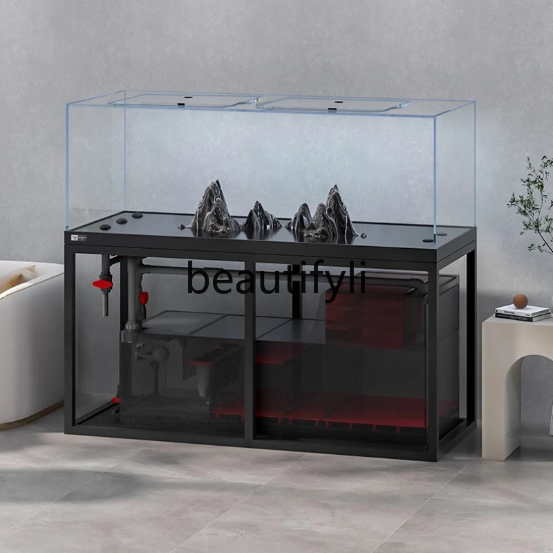 

Industrial Style Bottom Filter Dragon Fish Tank Living Room Medium-Large Ultra White Glass Intelligent Aquarium