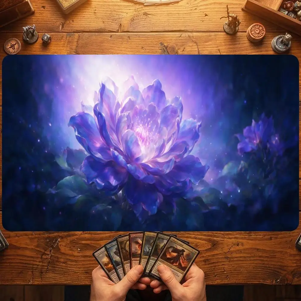 Giant Purple Glowing Lotus Magic Mist Texture Mousepad Large Size For Student Laptop Bedroom Desk Mat
