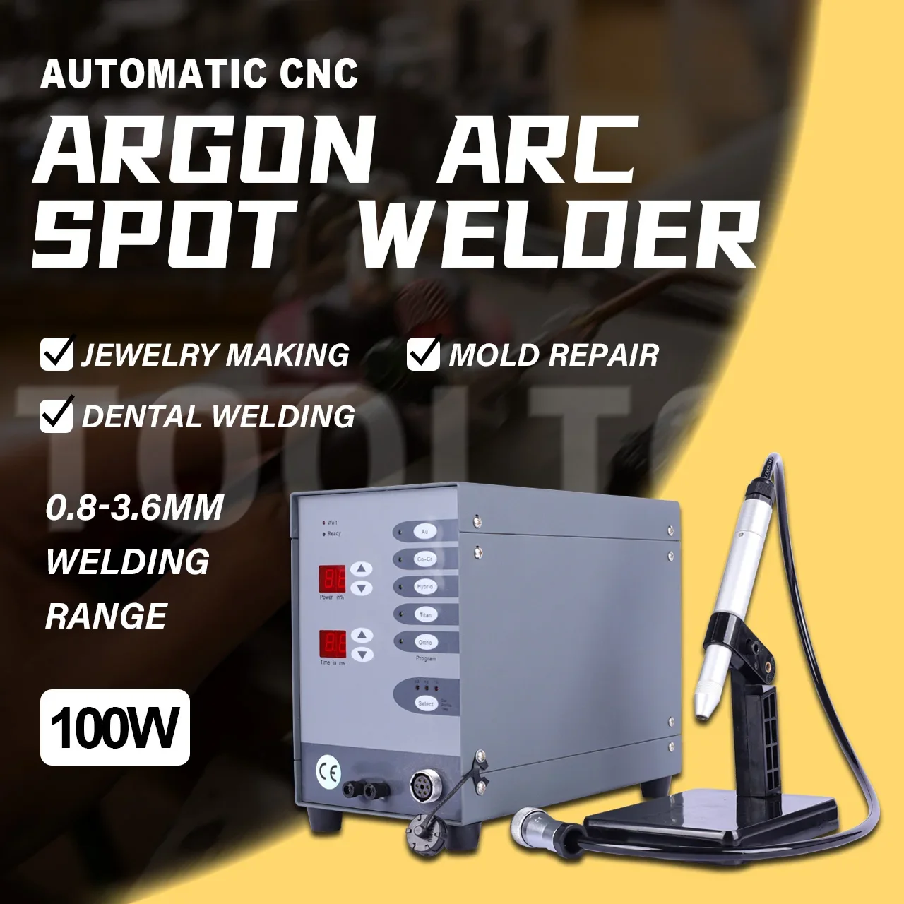High Power CNC Automatic Pulse Argon Arc TIG Spot Welding Machine, 110V/220V Dental Orthodontic Welder for Gold Silver Jewelry Repair & Permanent Soldering, 100W Jewellery Permanent Spot Welder Soldering Machine