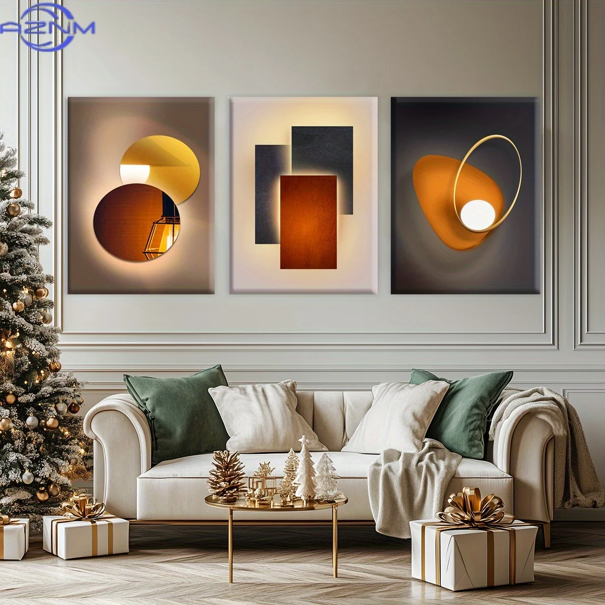 3pcs Frameless Abstract Wall Art Posters - Modern Minimalist Geometric Canvas Prints in Earthy Tones, Versatile Indoor Decor for